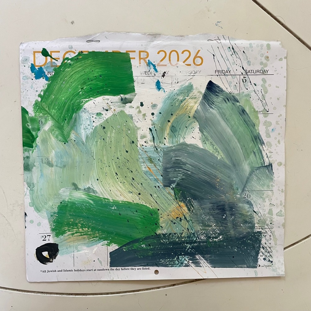 OMAN Original Abstract Painting Green Spiritual Art 10x11 Florida Artist O